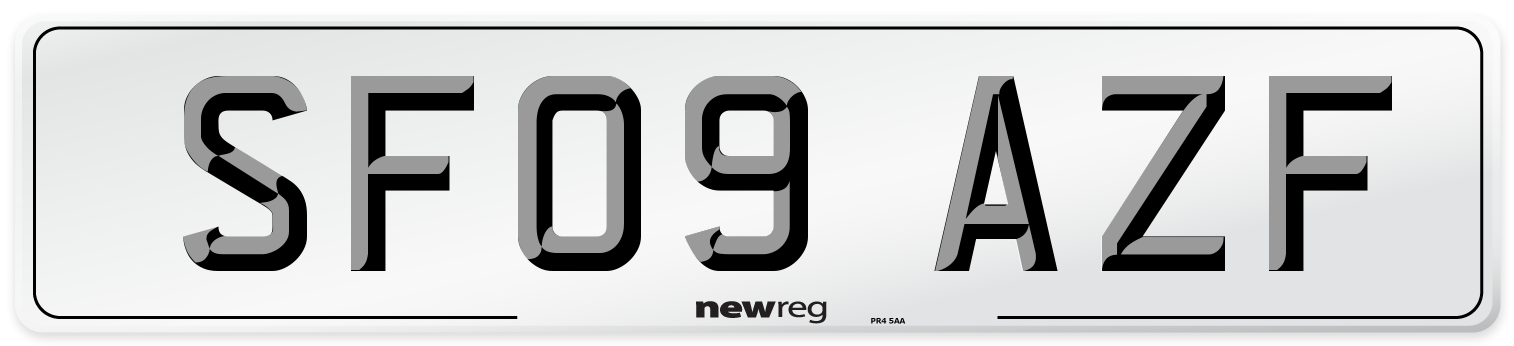 SF09 AZF Number Plate from New Reg